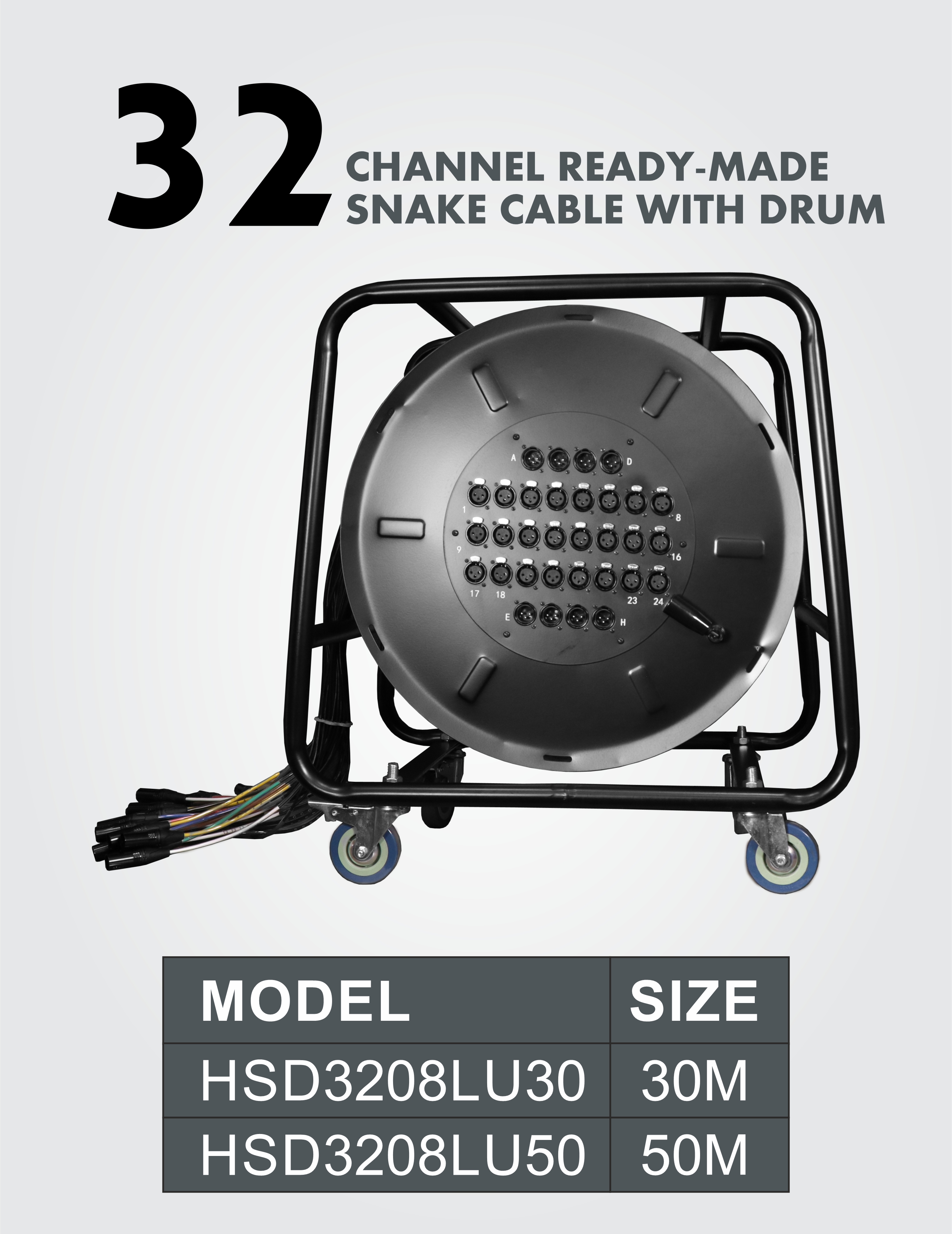 Hawk HSD3208LU30 40 channel snake cable with drum 30 meters