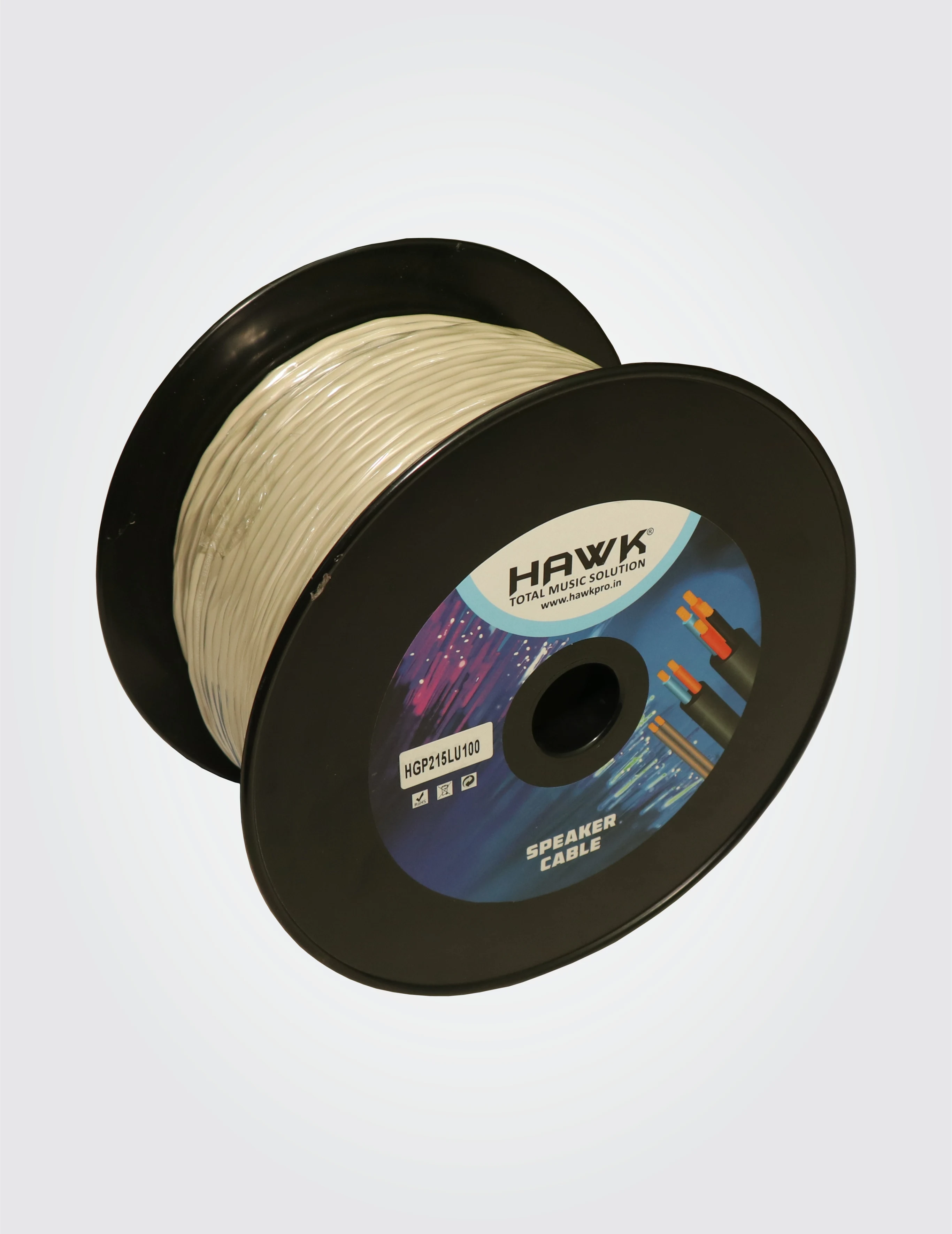HAWK HGP215LU100 1.5 mm² OFC Speaker Cable Grey 100M on Plastic Spool