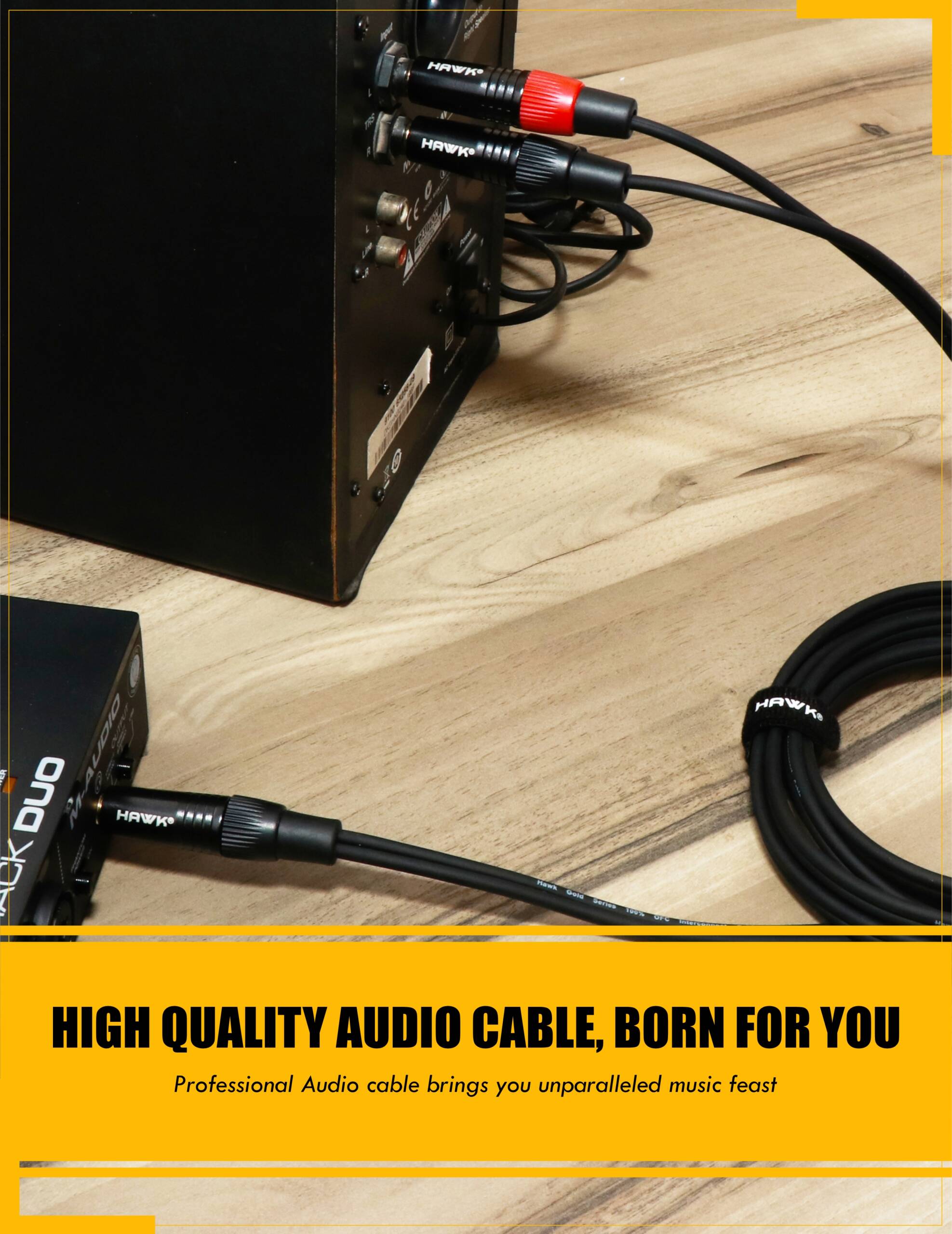 Hawk SMPLU03 6.3 mm Stereo Male to Dual Mono Male Y Cable 3 Meter