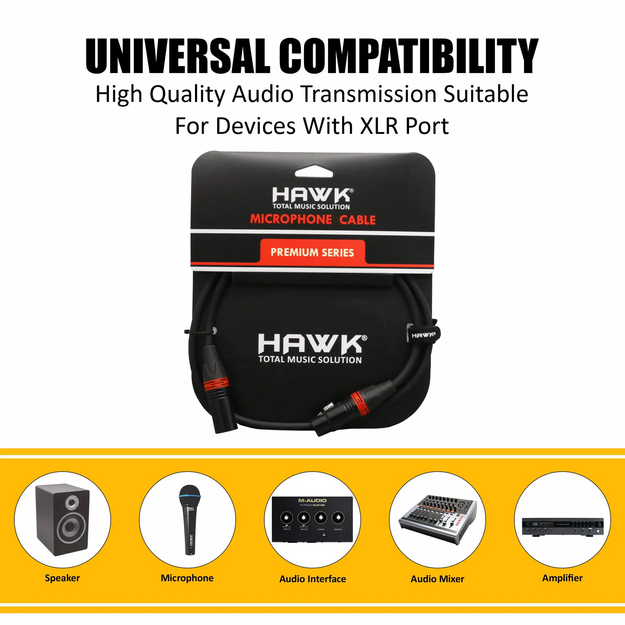 Hawk HXFPLU03 Premium Series microphone cable with Hawk XLR connectors, 3 metres