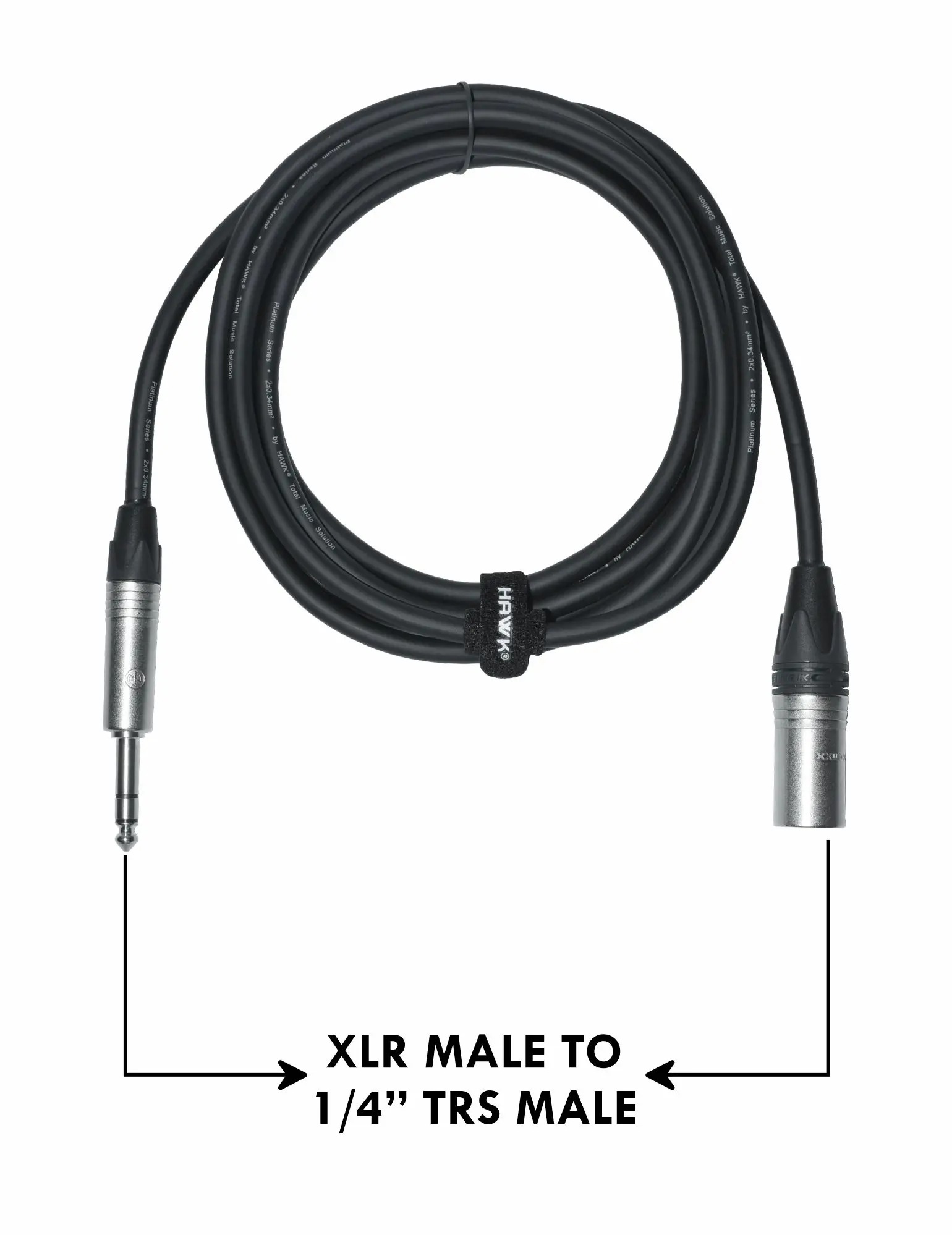 HAWK NXSP010 – Platinum Series XLR Male TO TRS Male Cable With Neutrik Connector