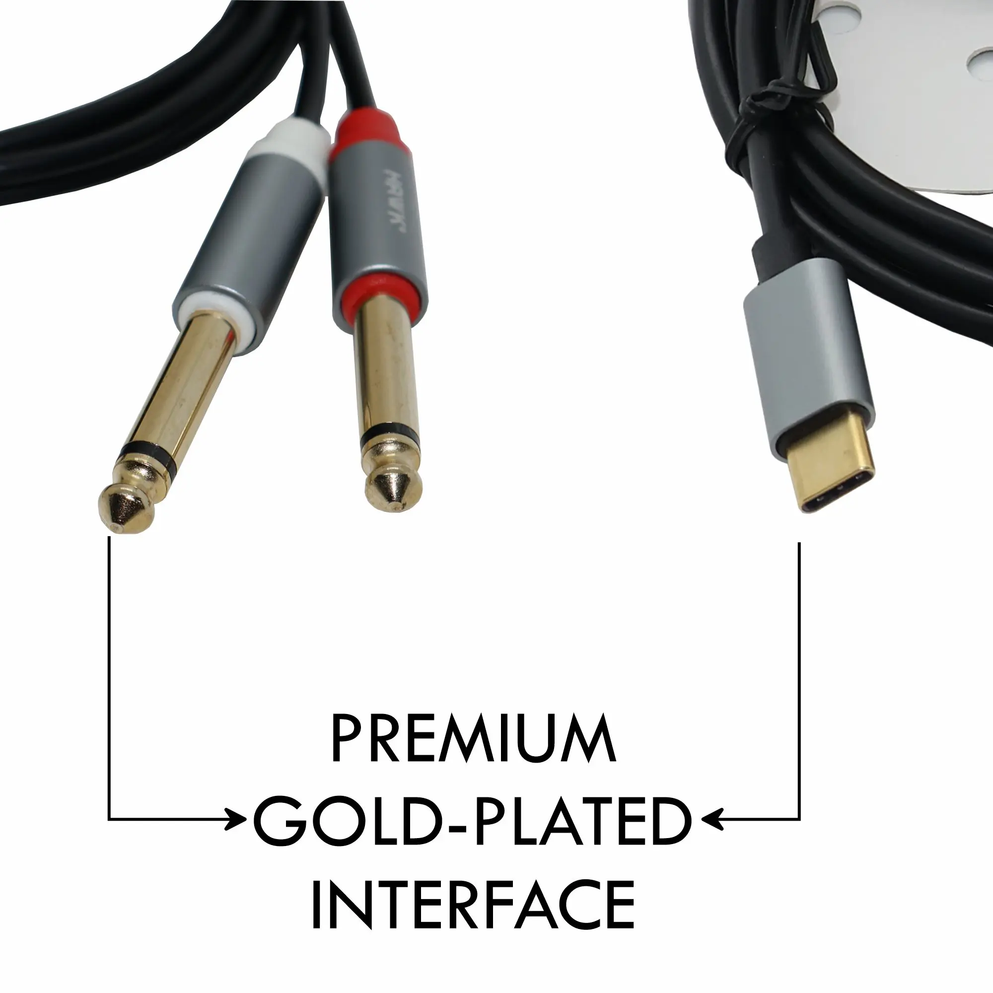 Hawk HC2PLU01.8 Type-C to Dual 6.35 mm TS Male Audio Cable Black