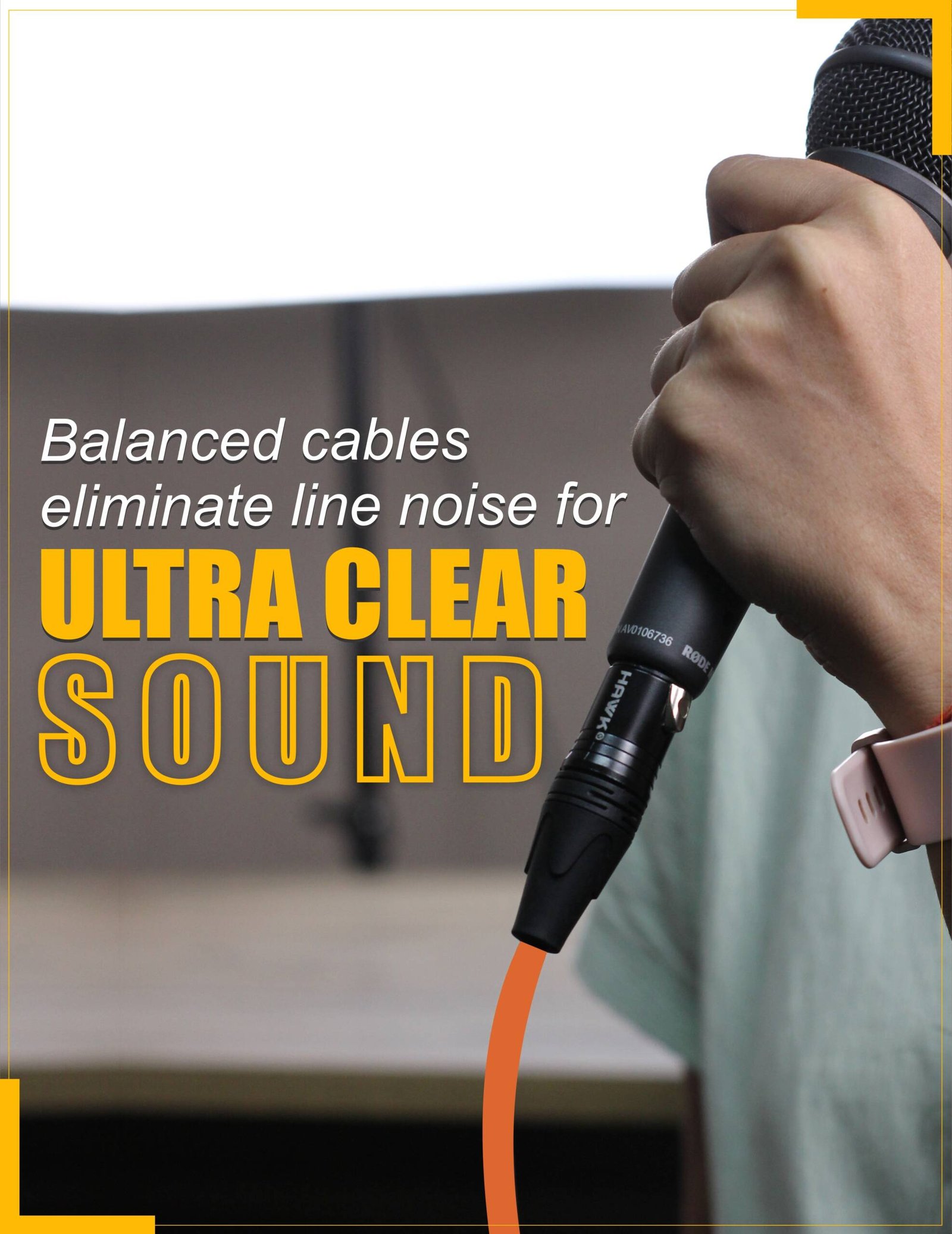 Hawk SXFG-010ORG Gold Series orange 3-meter balanced XLR male-to-female audio cable with cable tie