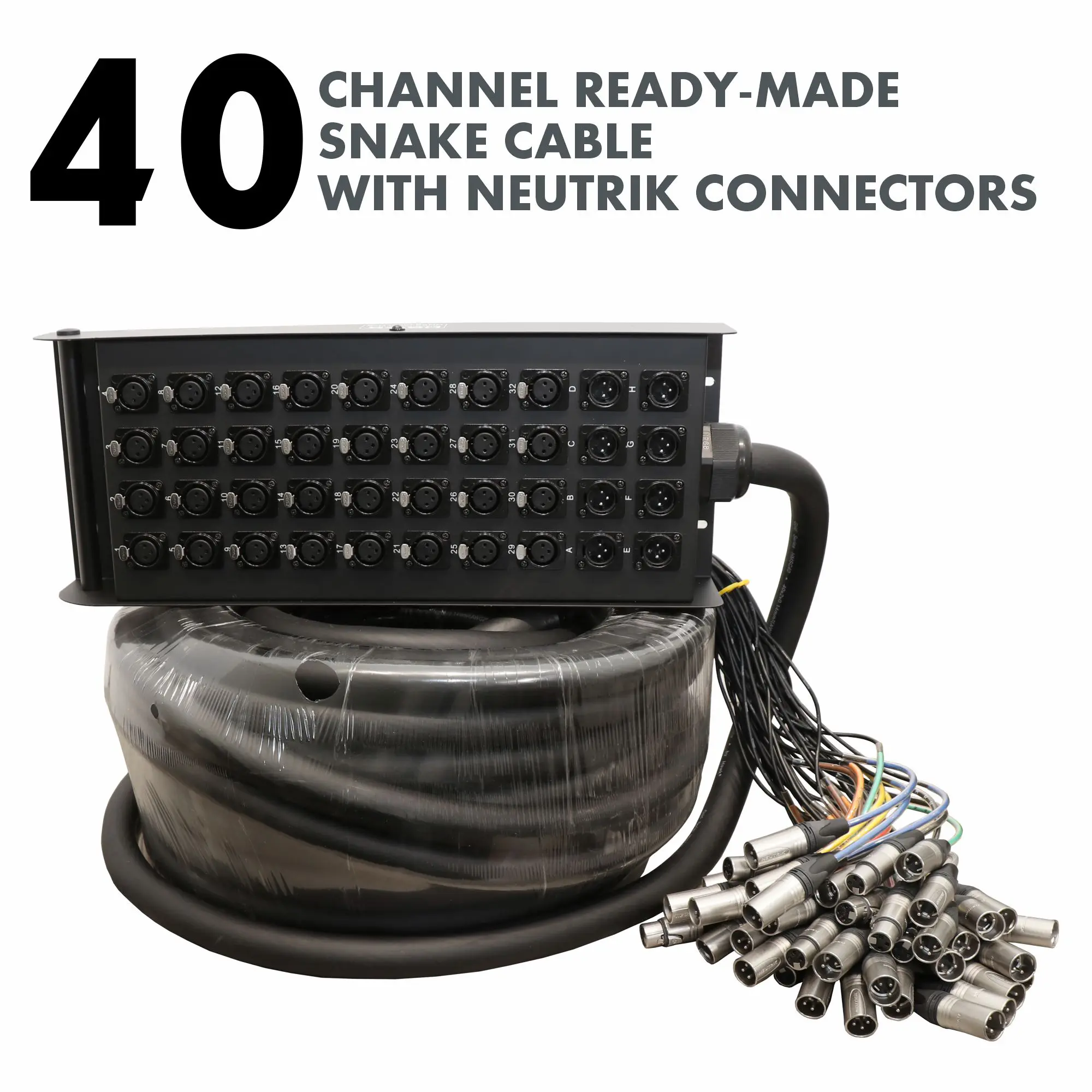 Hawk HNSS3208LU30 40 channel ready made snake cable with Neutrik connectors
