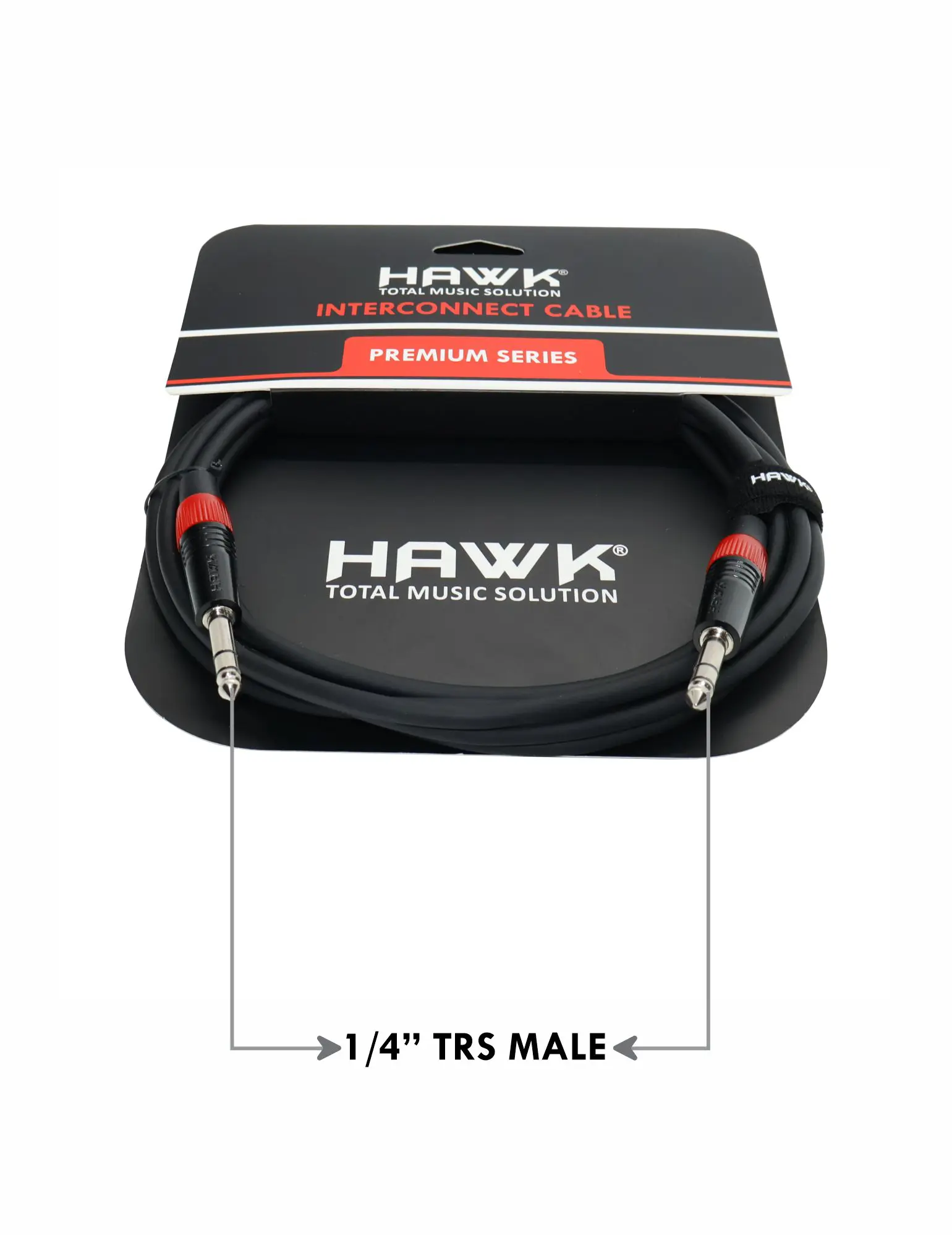 HAWK HMSPLU01 Premium Series 1-meter TRS male to TRS male audio cable with Hawk connectors