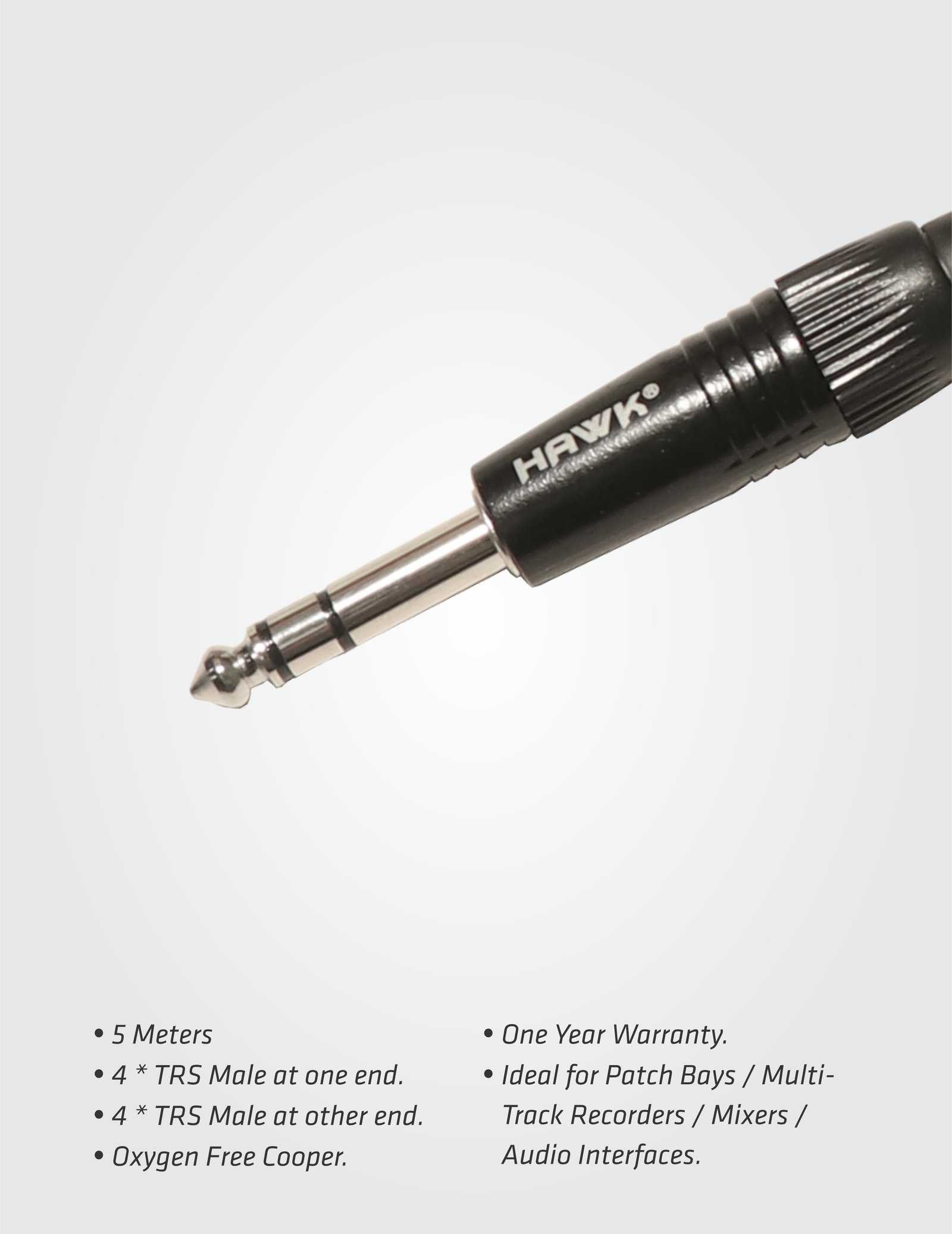 Hawk HST4LU05 4-channel balanced snake cable with 1/4-inch TRS male connectors, 5 meters