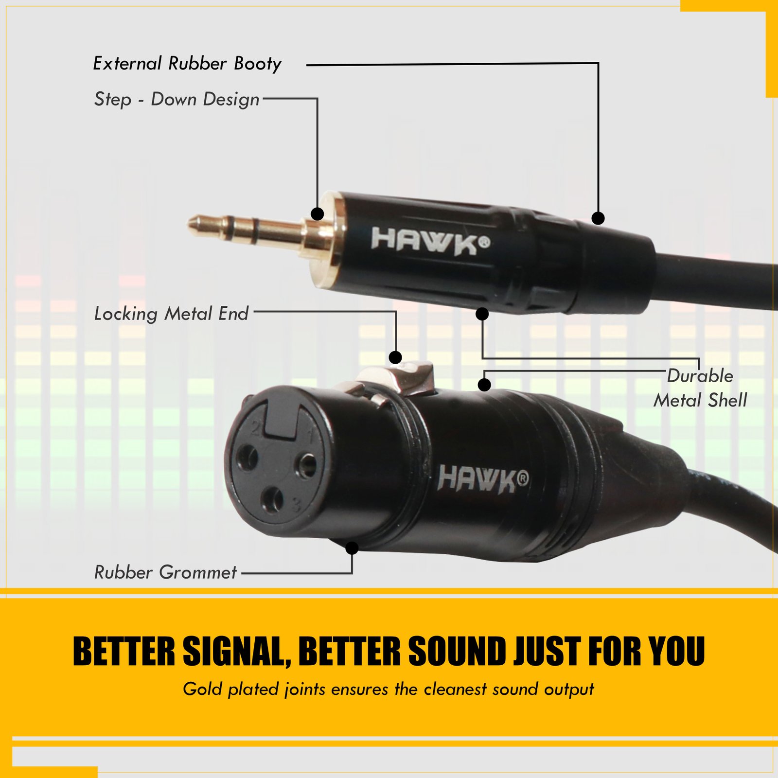 Hawk STXFLU05 3.5 mm stereo male to XLR female audio cable, 3.5 meter