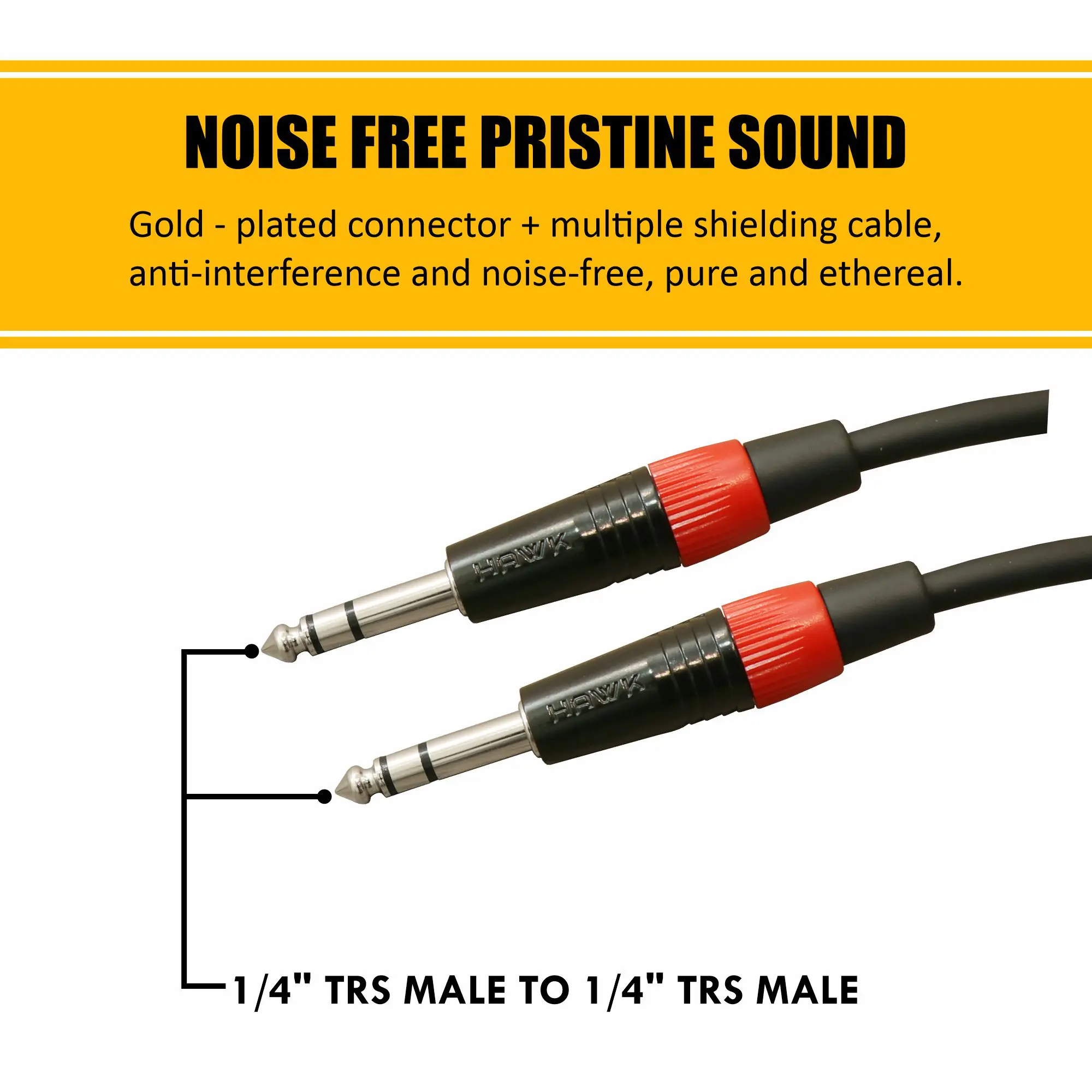 HMSPLU03 – Premium Series TRS Male TO TRS Male With Hawk Connector 3M