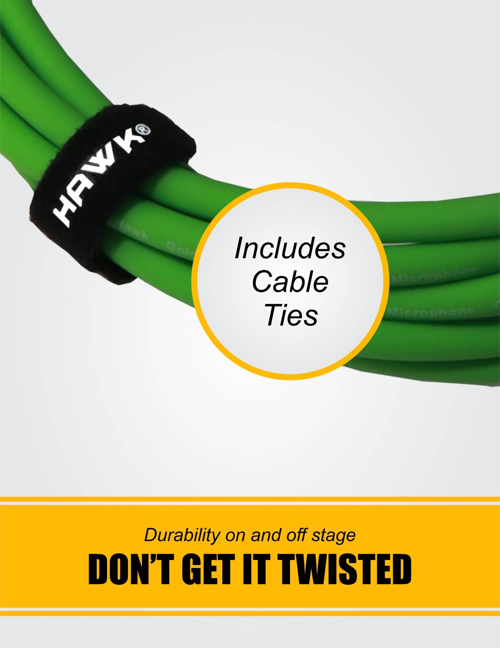 Hawk SXFG-010GRN Gold Series green 3-meter balanced XLR male-to-female audio cable with cable tie