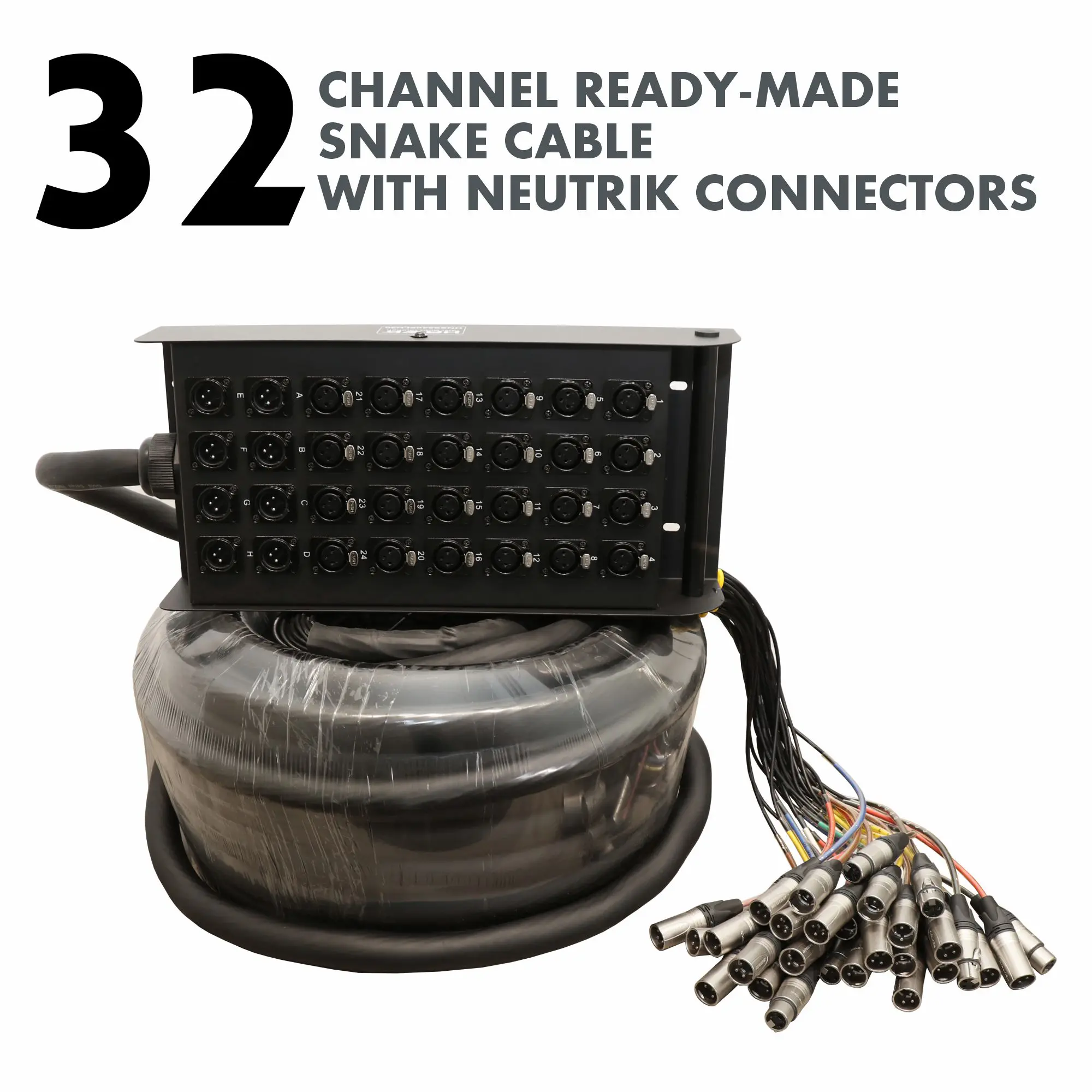 Hawk HNSS2408LU30 32 channel ready made snake cable with Neutrik connectors