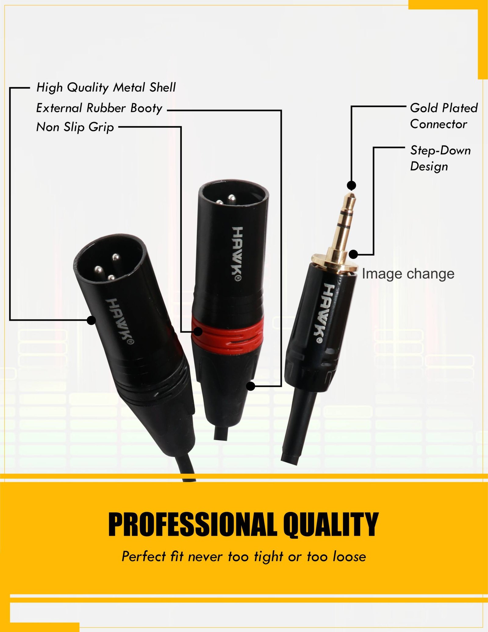 Hawk TMXLU03 3.5 mm TRS stereo male to dual XLR male audio cable, 3 meter