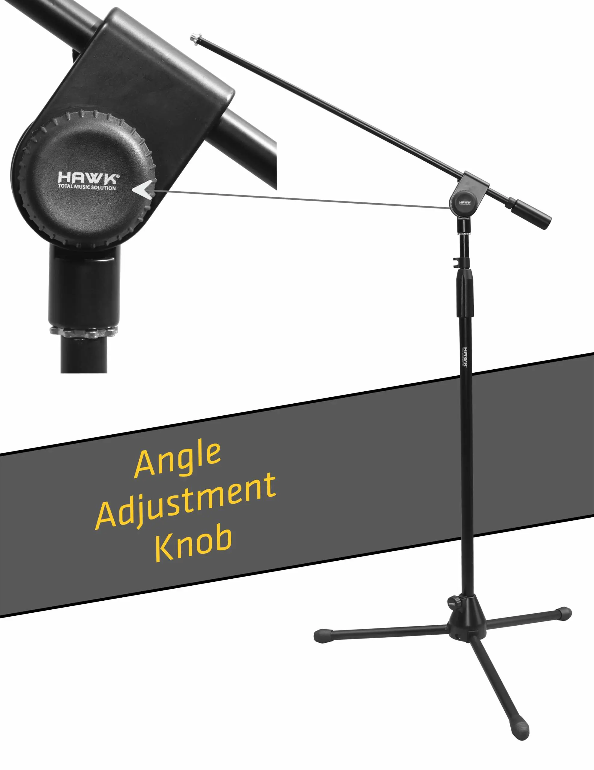 Hawk HMS 30TB black microphone stand with adjustable 800 mm boom arm and tripod base