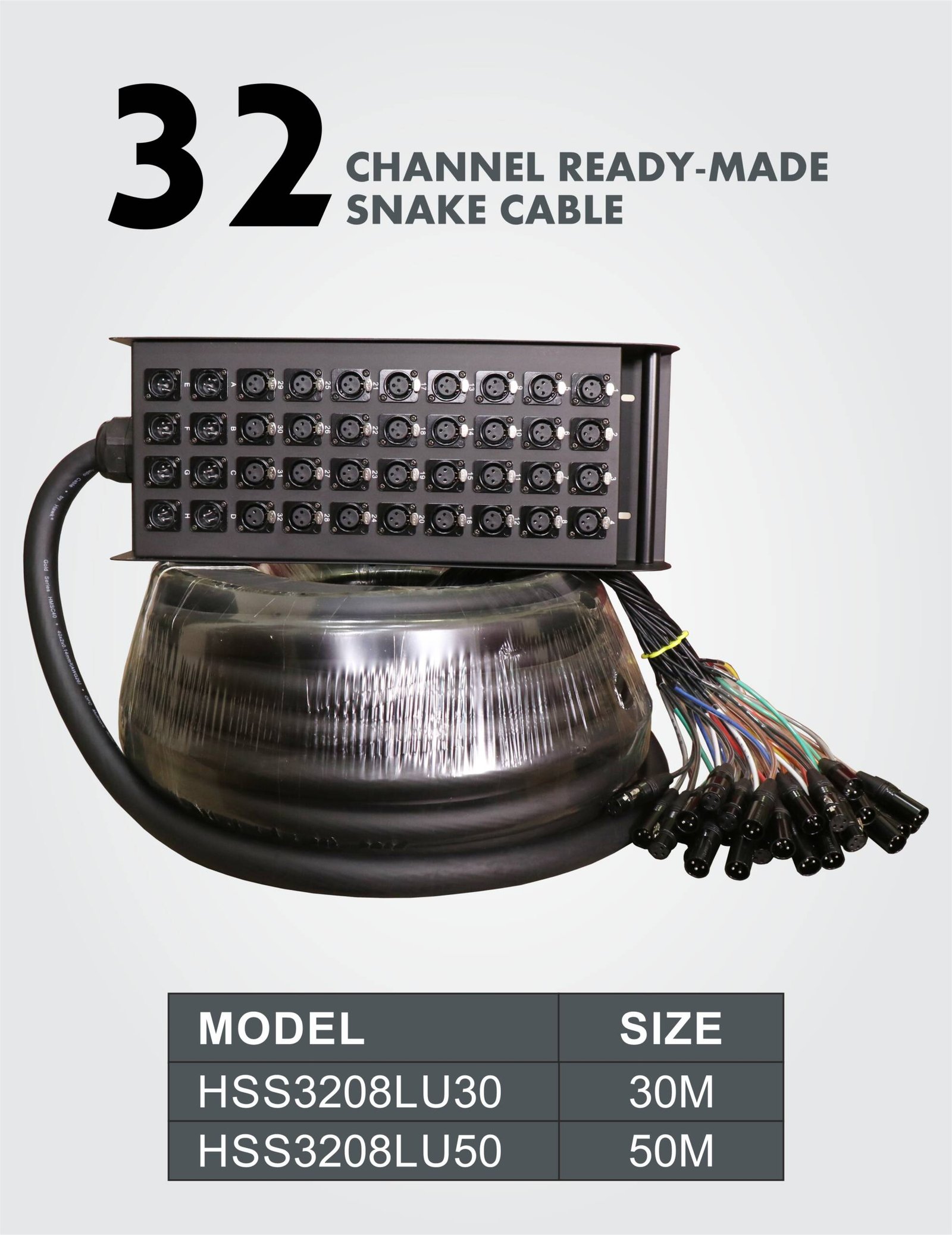 Hawk HSS3208LU30 40 channel snake cable with stage box 30 meters