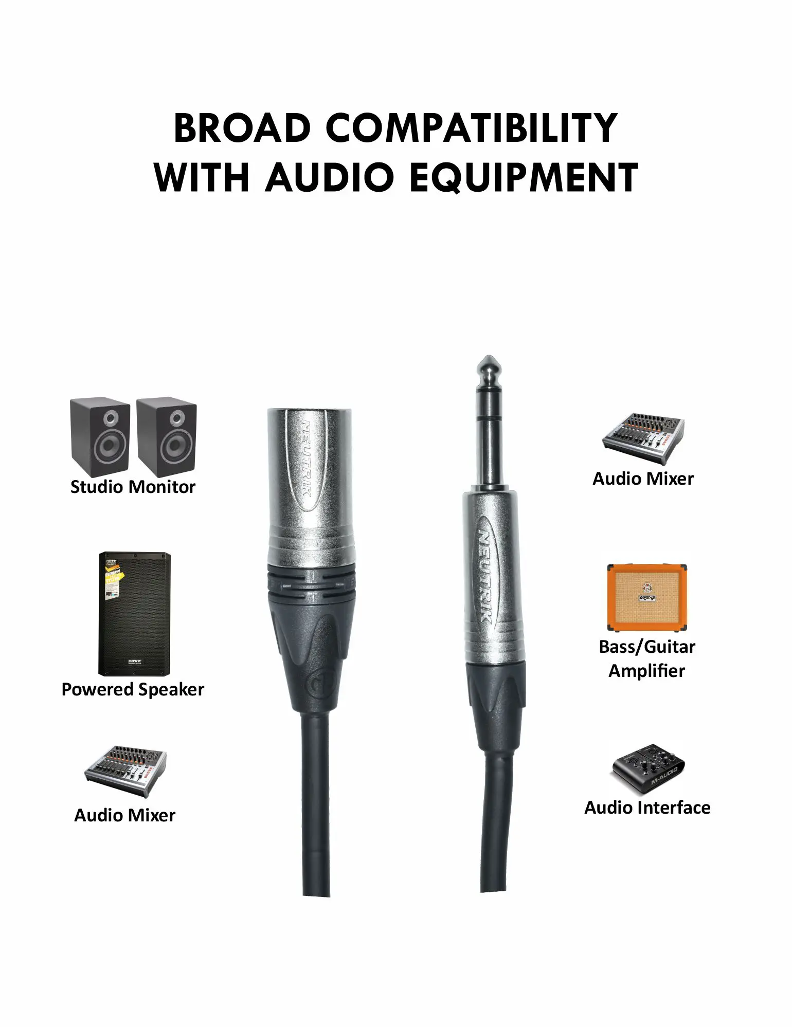 HAWK NXSP010 – Platinum Series XLR Male TO TRS Male Cable With Neutrik Connector