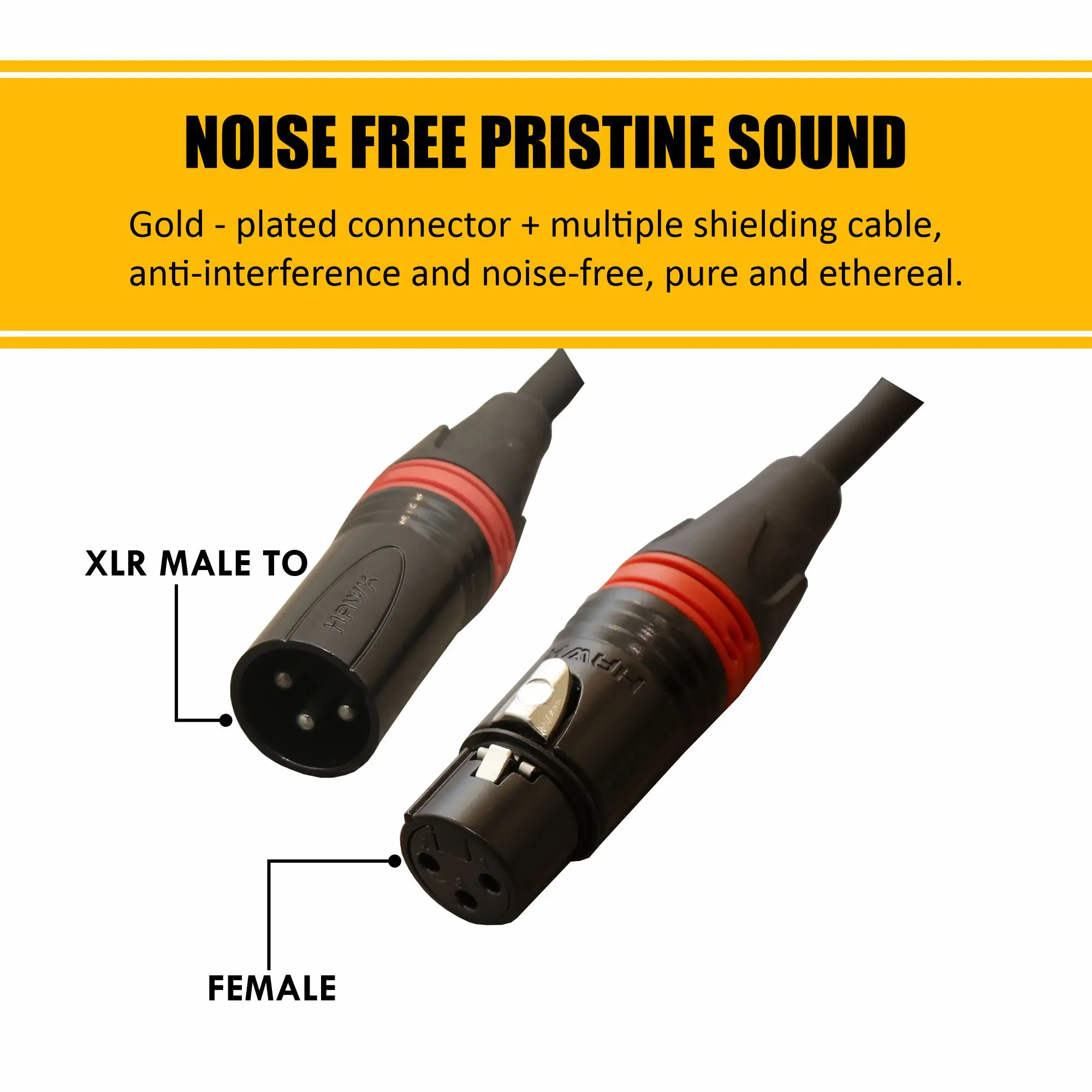 Hawk HXFPLU01 Premium Series microphone cable with Hawk XLR connectors, 1 metre
