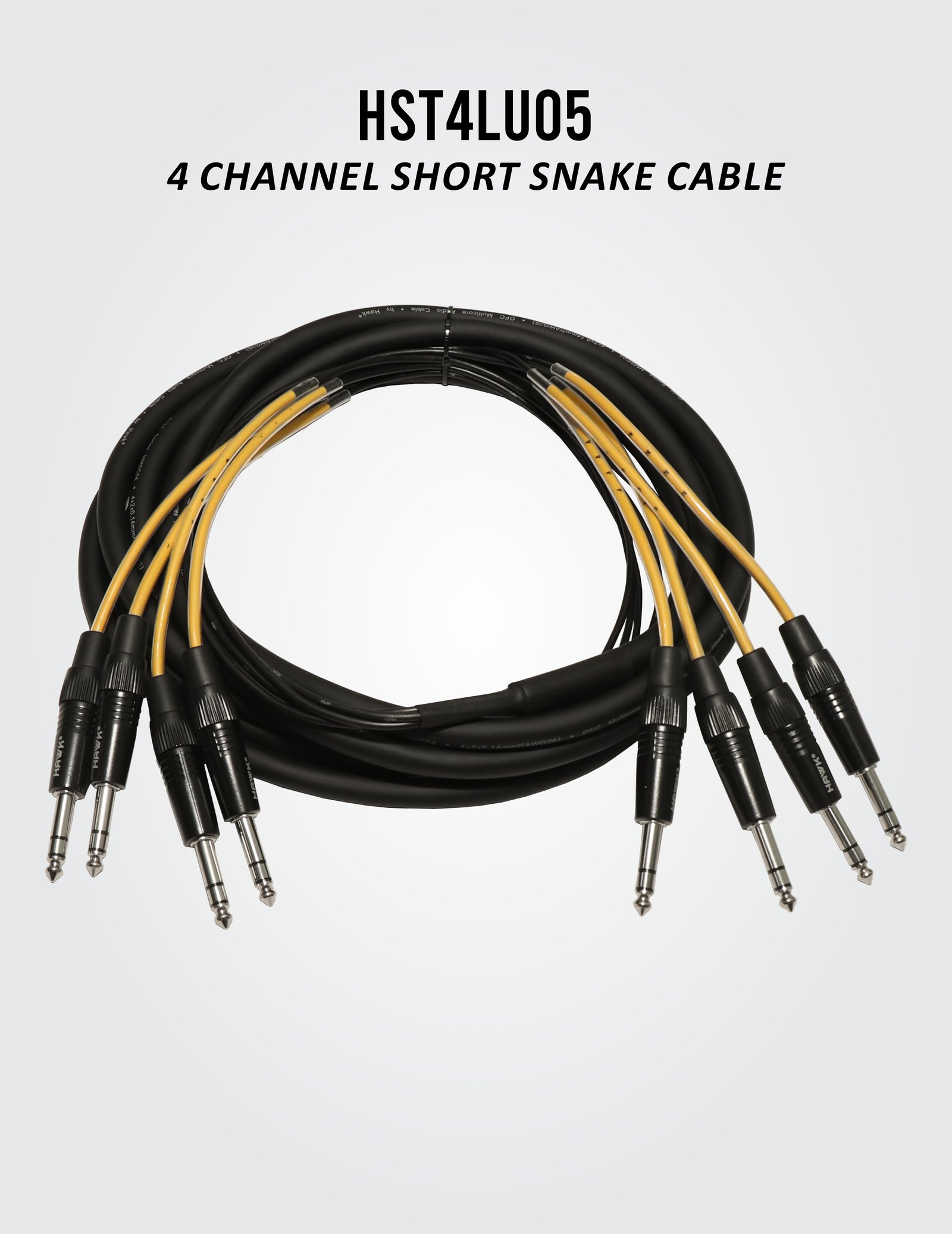 Hawk HST4LU05 4-channel balanced snake cable with 1/4-inch TRS male connectors, 5 meters