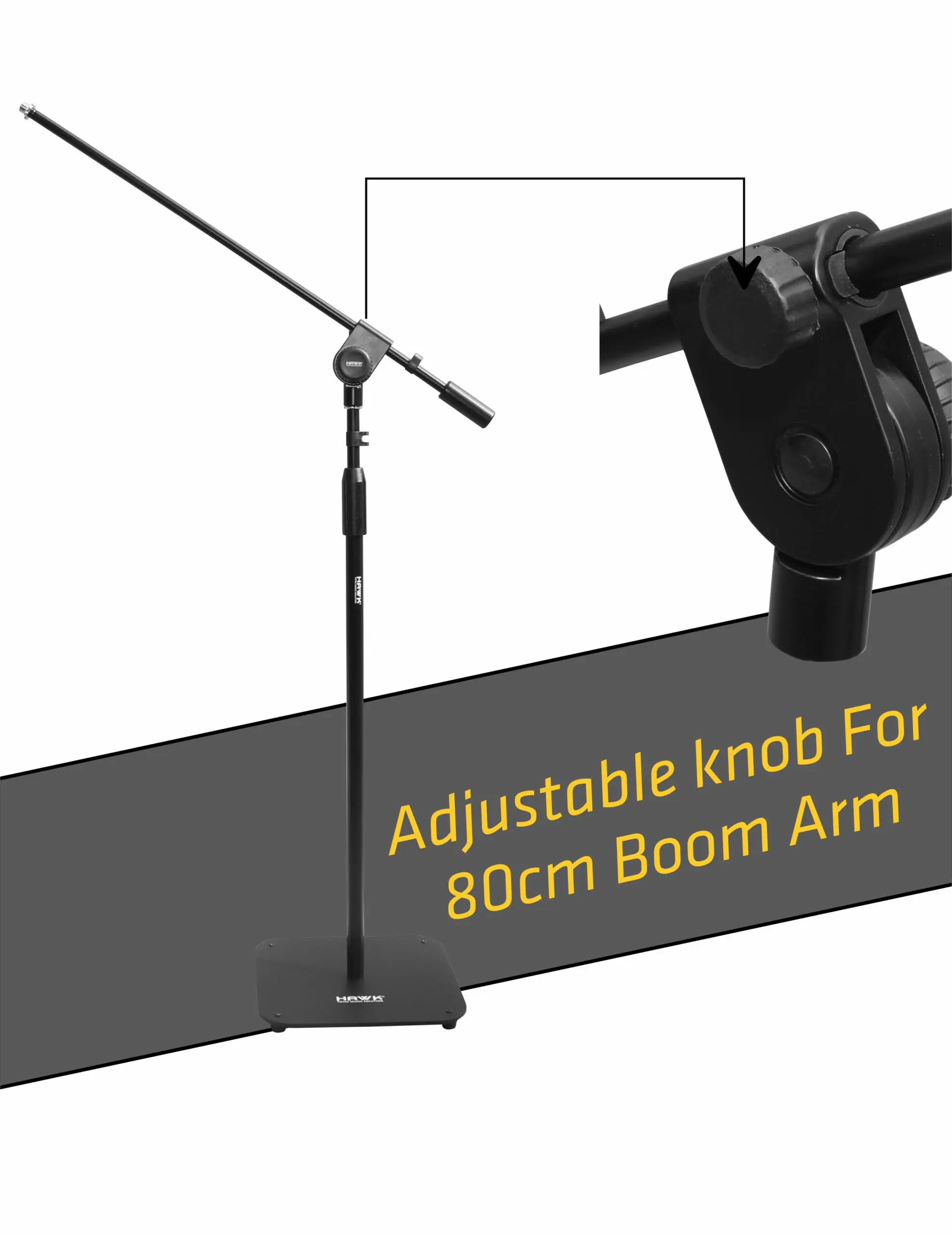 Hawk HMS 30FB heavy-base microphone stand with 800 mm boom arm and adjustable height