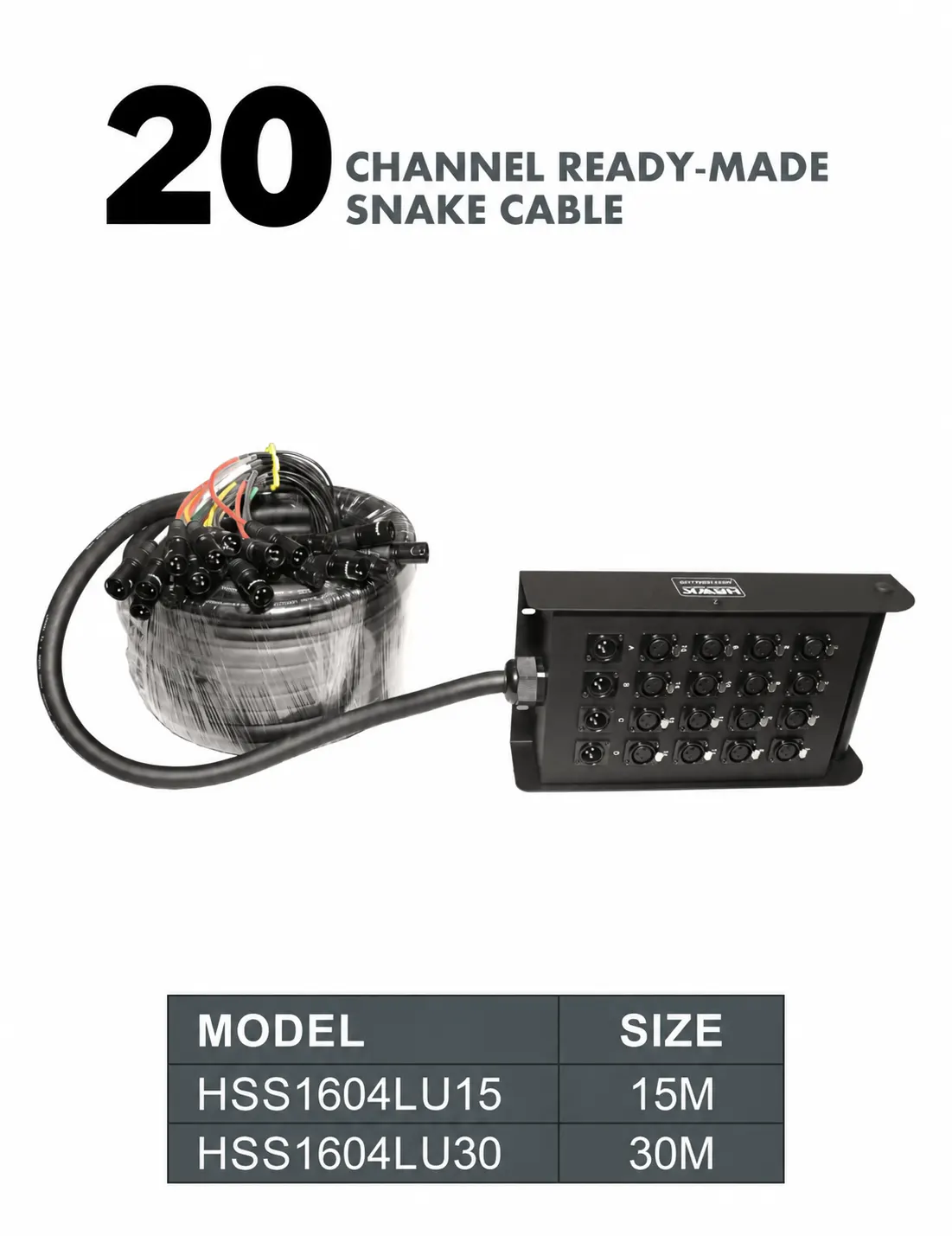 Hawk HSS1604LU30 20 channel snake cable with stage box 30 meters