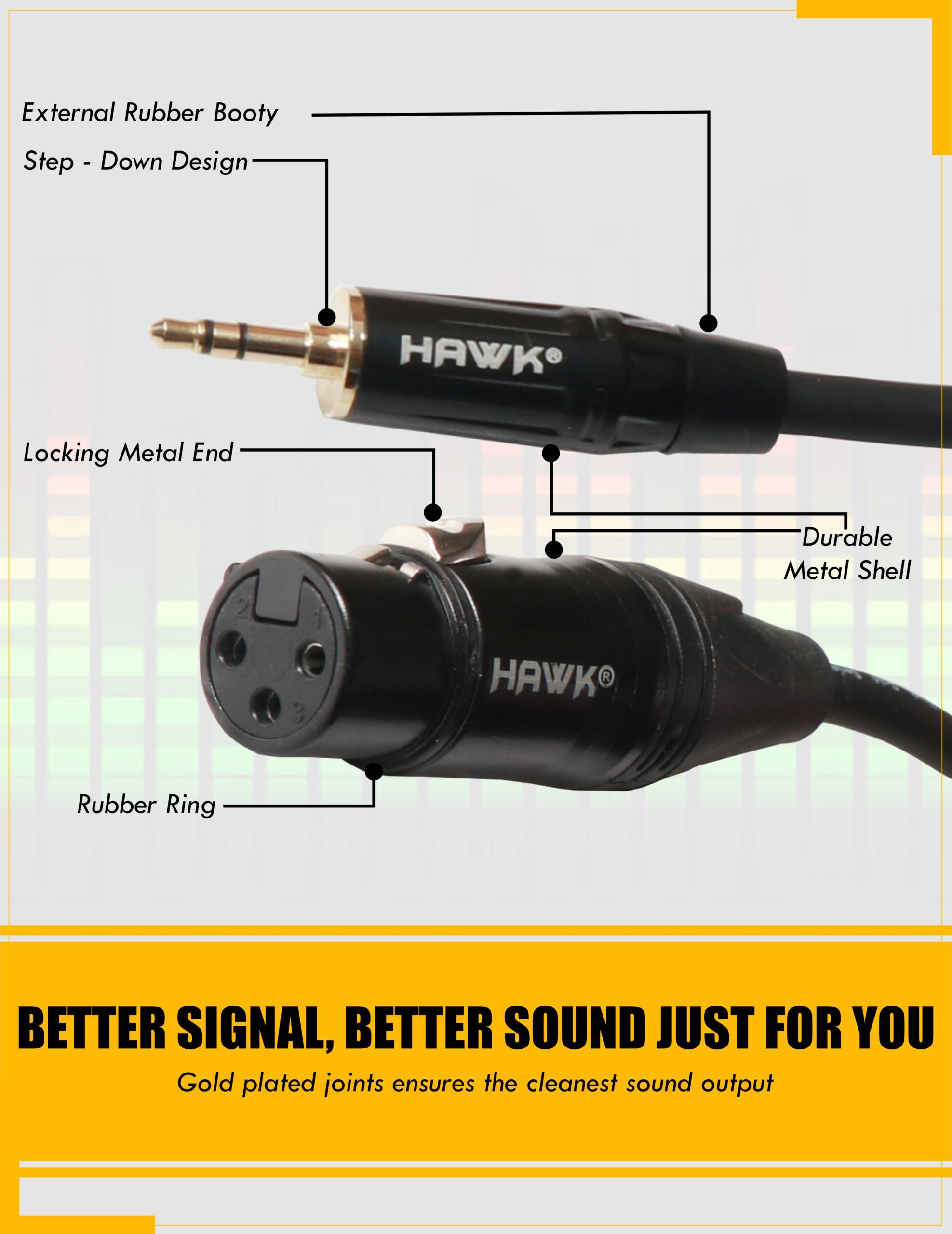 Hawk STXFLU03 3.5 MM Stereo Male to XLR Female -3 Meter - Image 3
