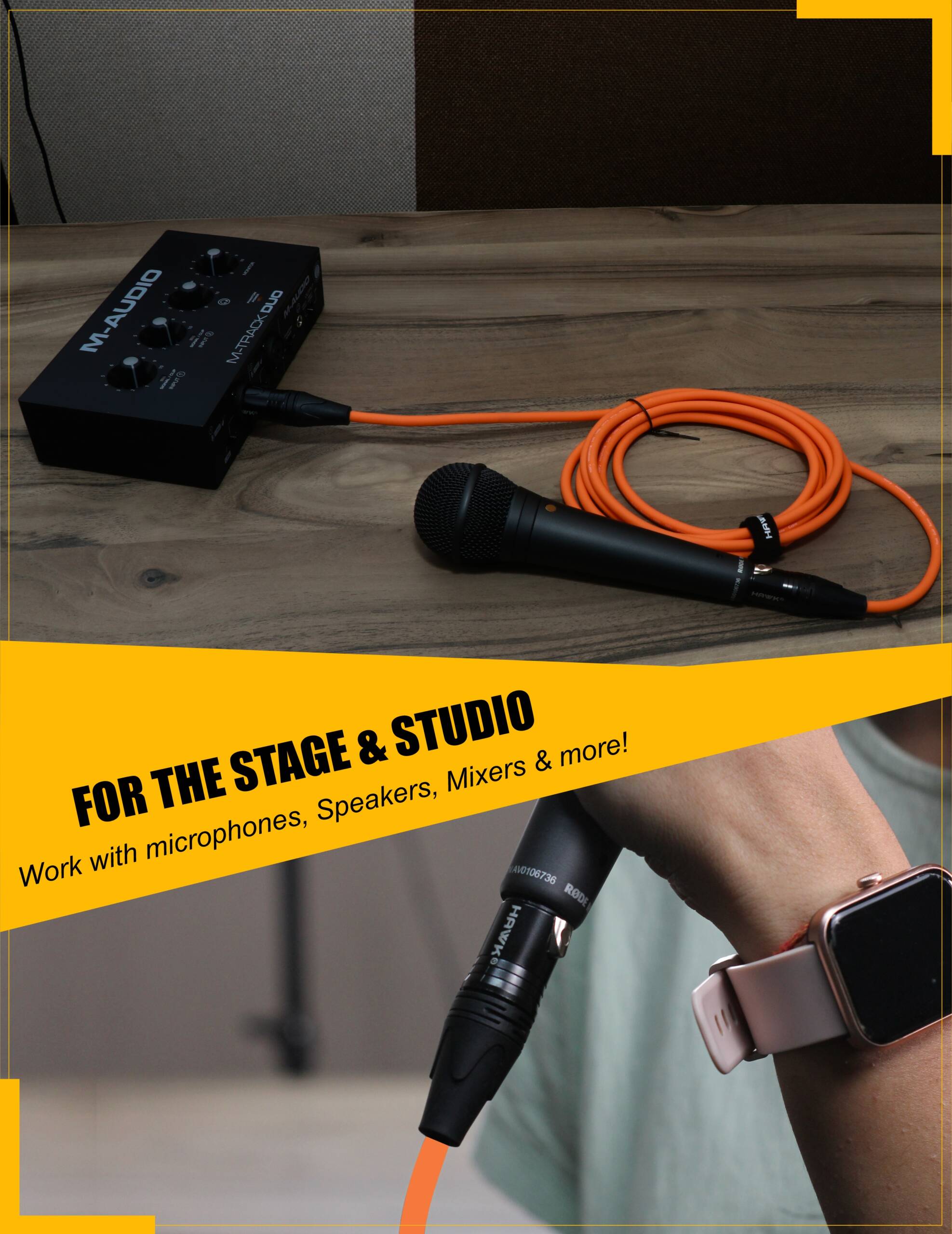 SXFG-010ORG Gold Series XLR Male to XLR Female With Cable Tie, 3 Meters Orange, Balanced Cable - Image 5