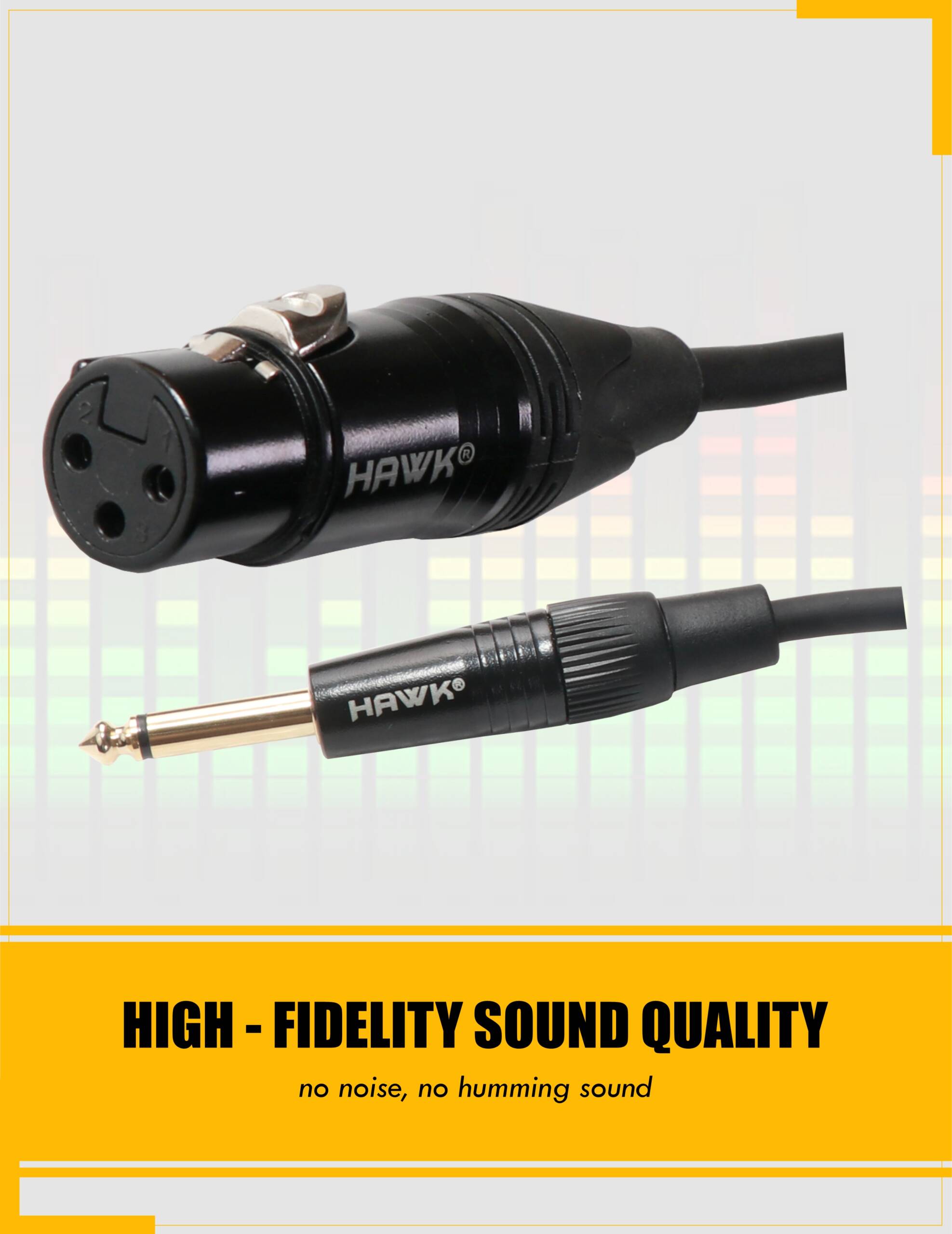 Hawk SXFP-010 Gold Series TS Male to XLR Female Cable - 3 Meter BLACK - Image 2
