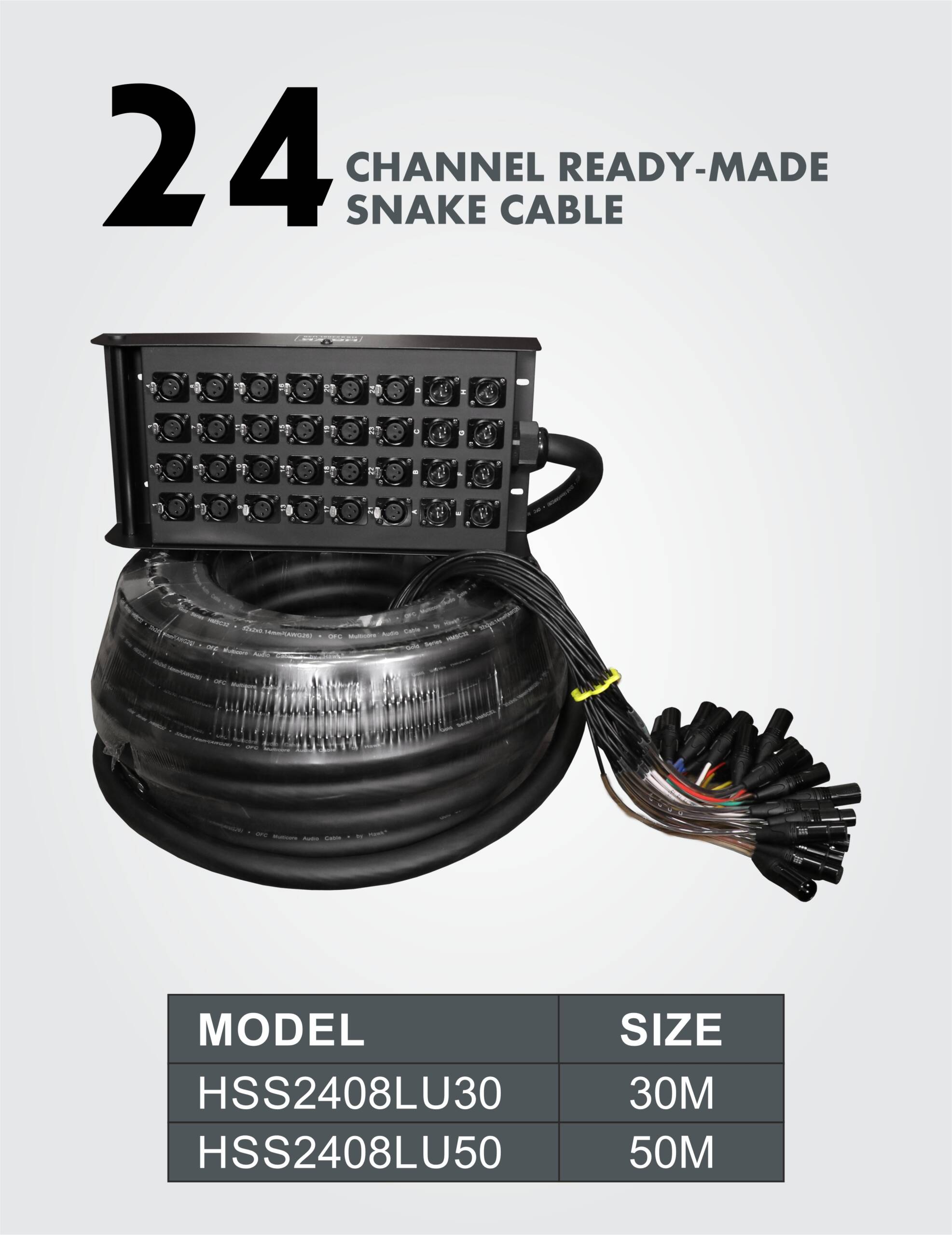 HSS2408LU30 32 Channel Snake Cable with Stage Box with 24 in and 8 out, 30 Meters, Balanced Cable - Image 3