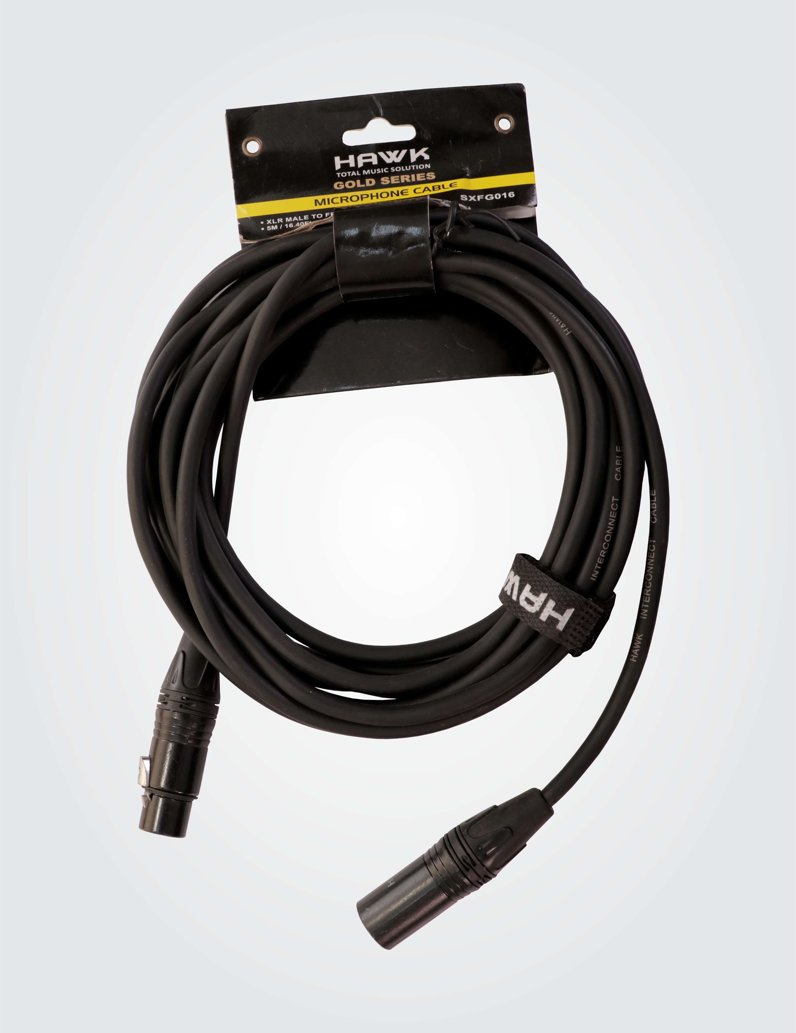 SXFG016 Gold Series  XLR Male to XLR Female with Cable Tie, 5 meters, Balanced Cable