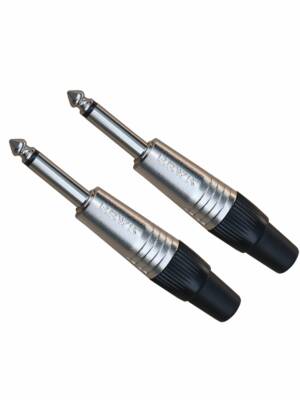 HTM-S 1/4" TS Male Connector (Pair) (Silver Tip)