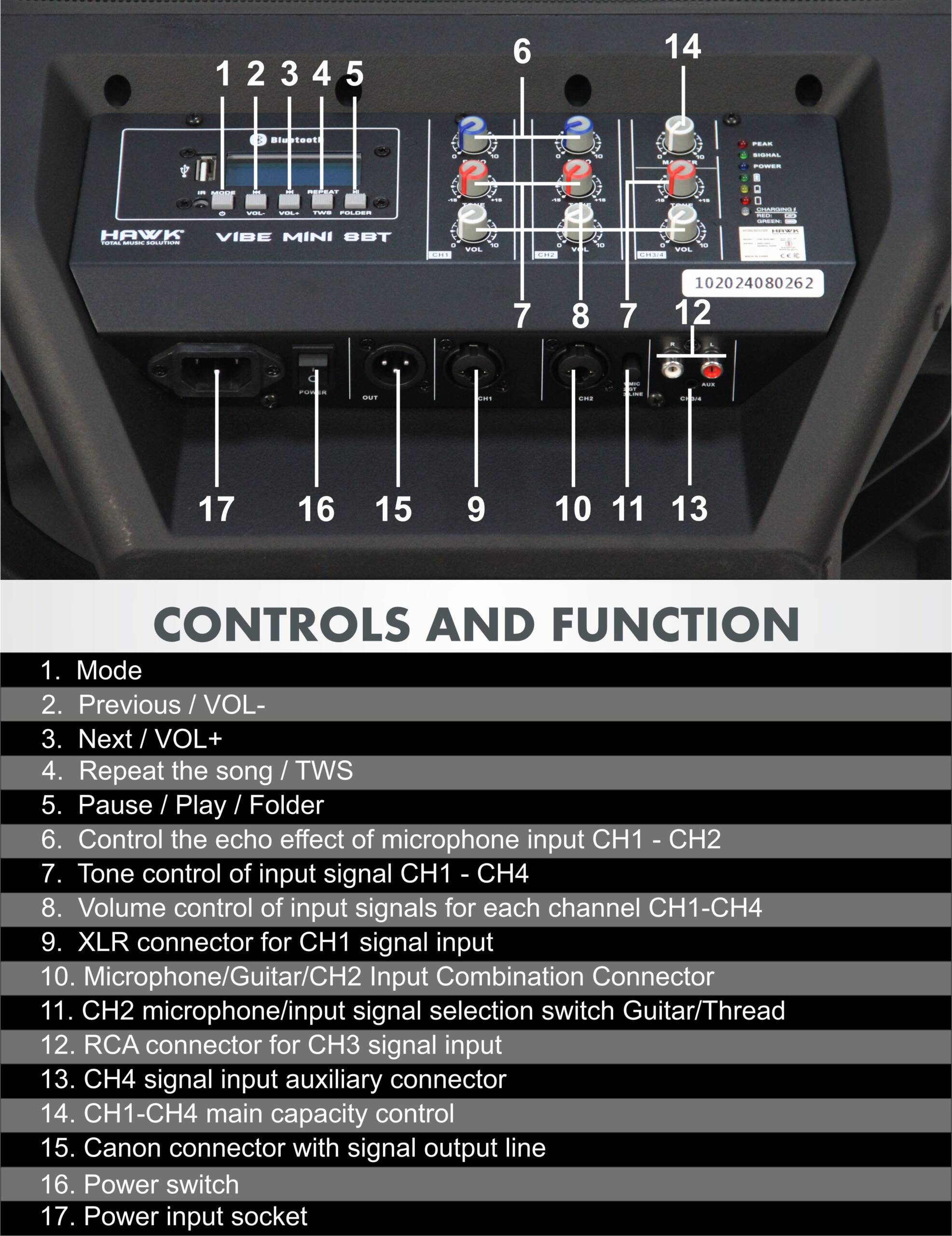 Hawk VIBE MINI 8BT 1800 Watts - Image 5