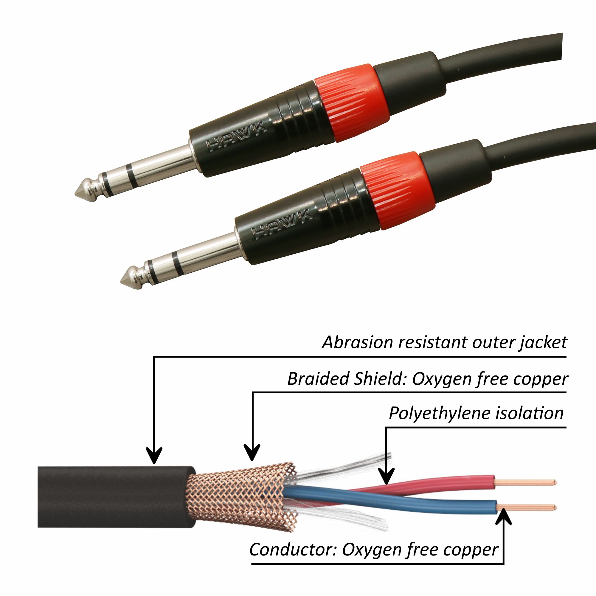 HMSPLU03 - Premium Series TRS Male TO TRS Male With Hawk Connector 3M - Image 6