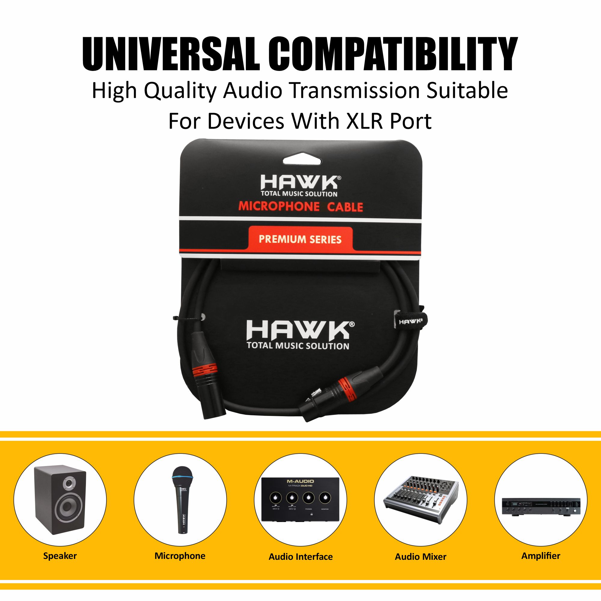 HXFPLU01- Premium Series Microphone Cable With Hawk Connector 1M - Image 5