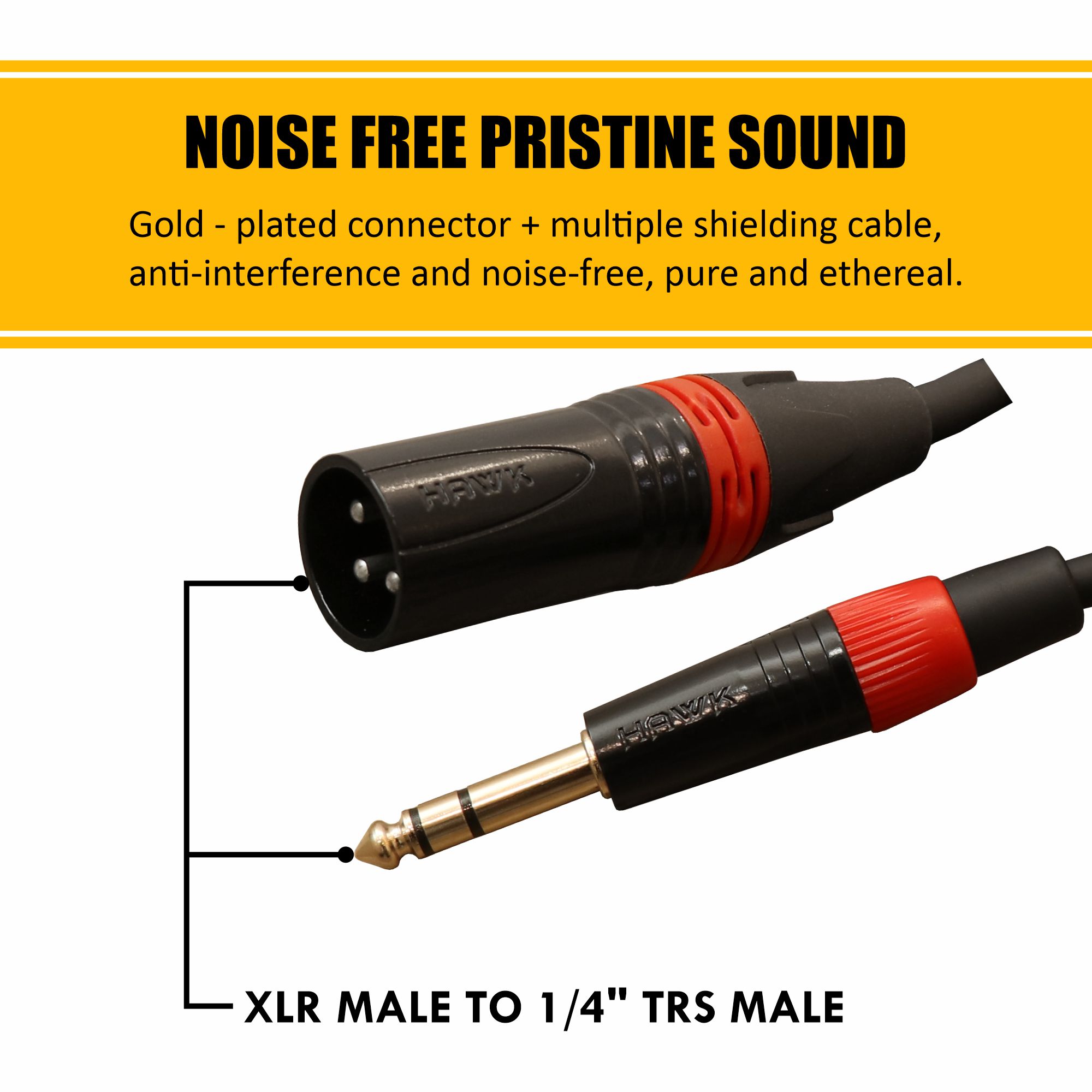 HAWK HXSPLU03 - Premium Series XLR Male To TRS Male With Hawk Connector - Image 2