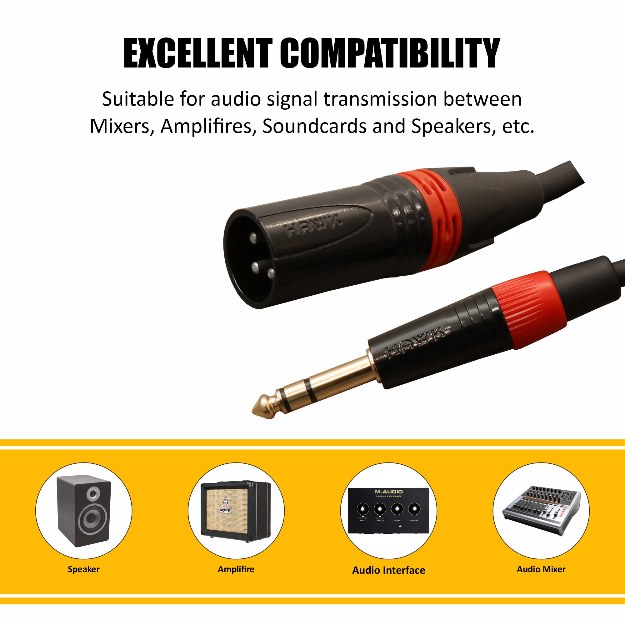 HAWK HXSPLU03 - Premium Series XLR Male To TRS Male With Hawk Connector - Image 3
